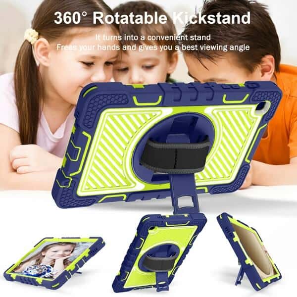 For Samsung Galaxy TAB A9+ X210 Rotatable Military Grade Case Shockproof Multi-Layer Protective Kickstand Cover