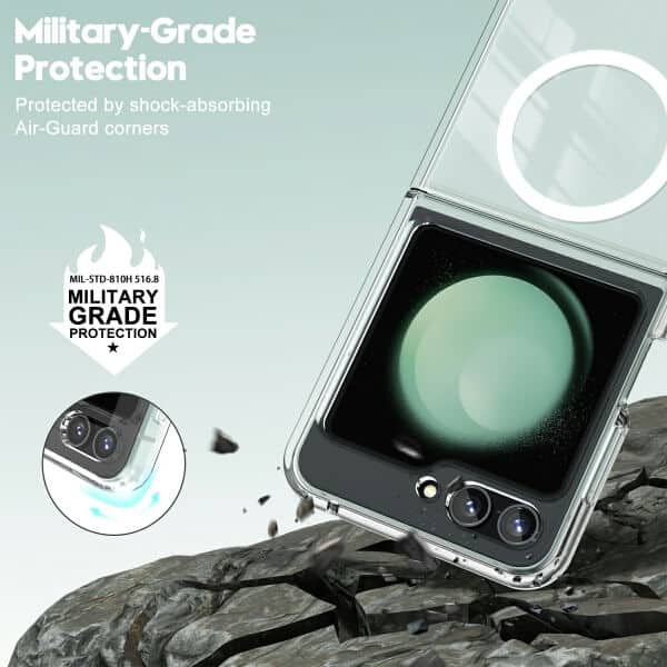 For Samsung Galaxy Z Flip 6 MagSafe Magnetic Case with HaloLock Shockproof Scratch Resistant Back Clear Protective Cover