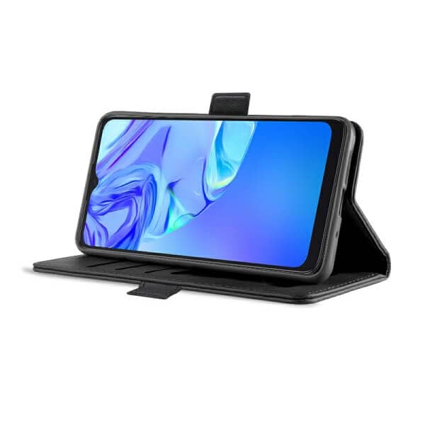 For TCL 305 Case RFID Blocking Retro Flip Premium Leather Card Holder Wallet Cover – (Black)