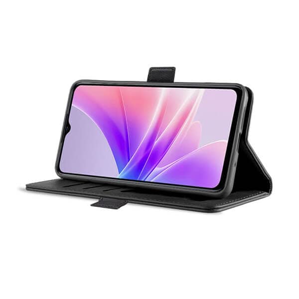 ForOppo A77 5G Case RFID Blocking Retro Flip Premium Leather Card Holder Wallet Cover – (Black)