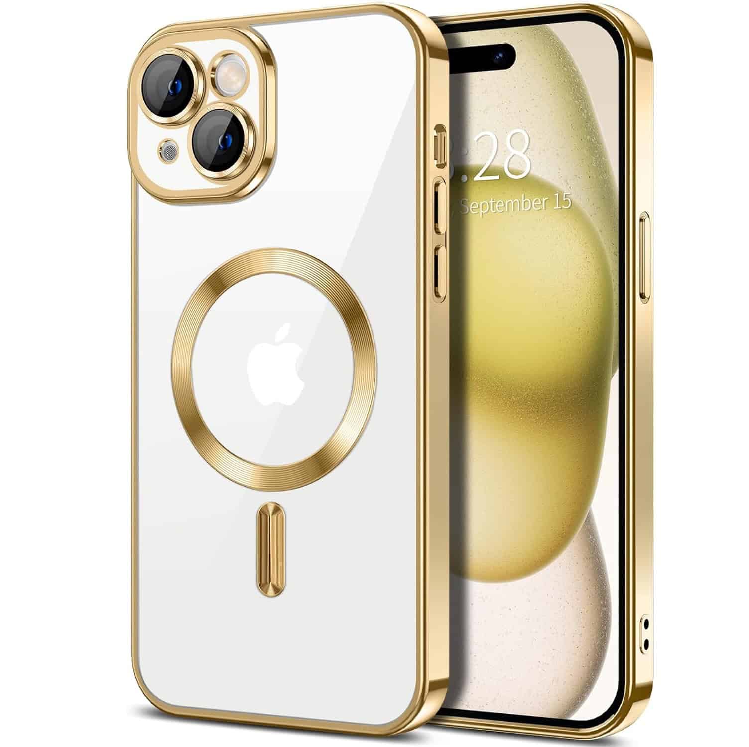 For Apple iPhone 15/15Pro/15 Pro Max /15 Plus MagSafe Magnetic Case with HaloLock Shockproof Protective Electroplating Clear Cover