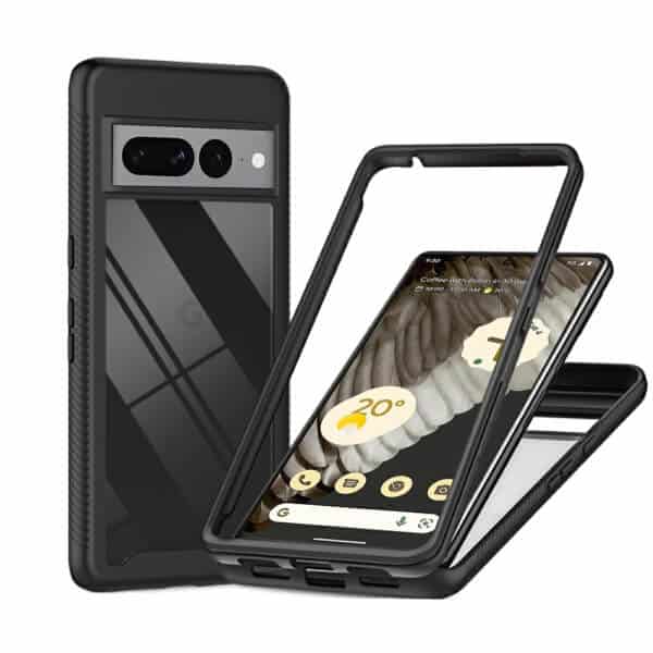 Google Pixel 7 | 7A | 7 Pro Military Grade Shockproof Clear Heavy Duty Case Bumper Drop Protection Tough Cover (Black)
