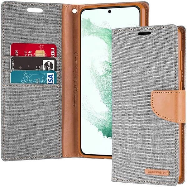 Goospery Canvas For Samsung Galaxy S22 | S22+ /S22 Plus | S22 Ultra Wallet Leather Case Denim Stand Flip Fabric Pouch Credit Card Slots Cover