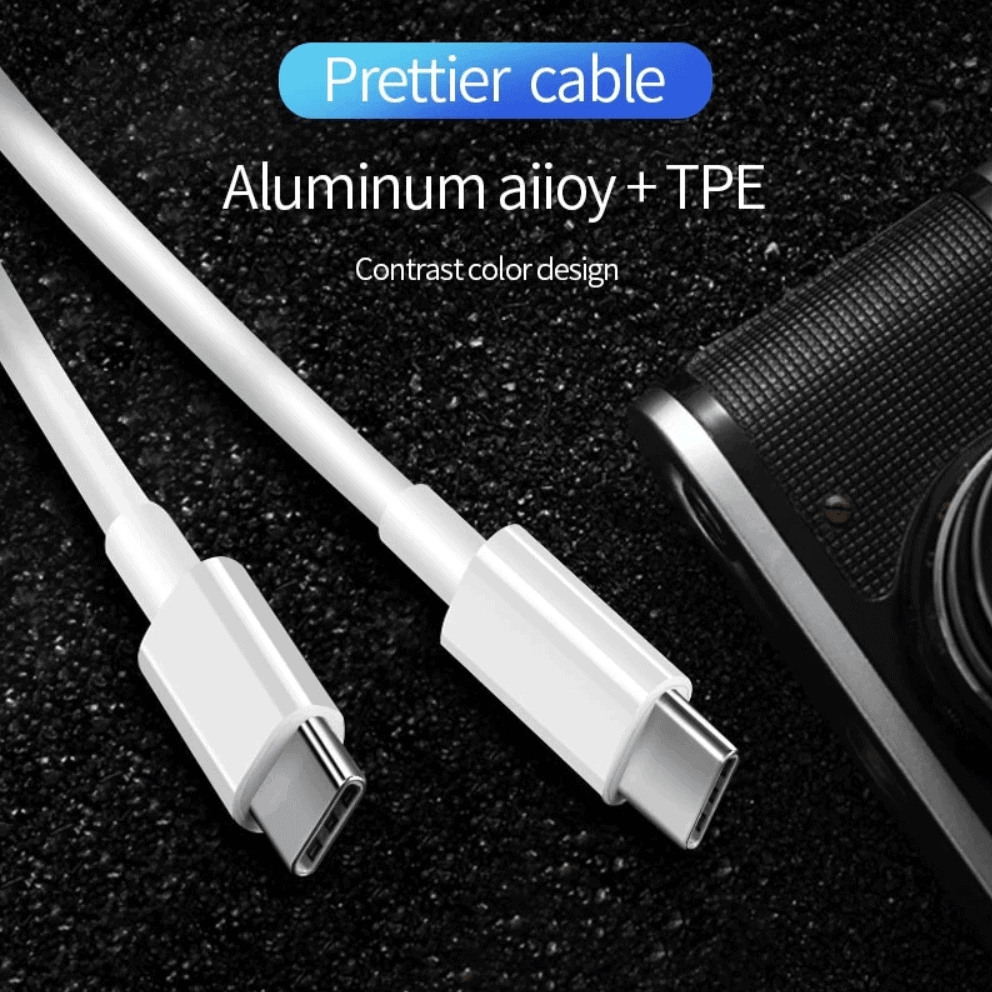 2M 100W PD Type C Super Fast Charging Charger Cable Cord For Apple Samsung Google Laptop Mackbook Laptop & iPad Pro (White)