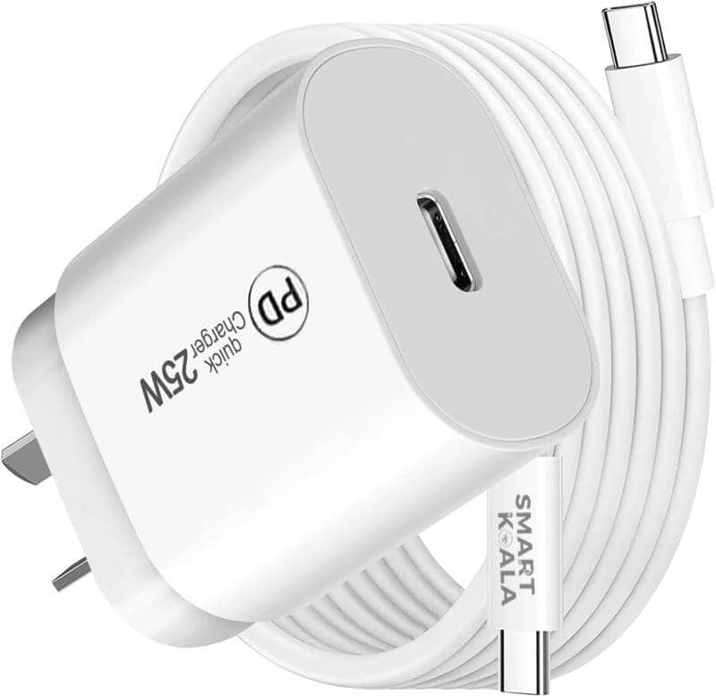 Smart Koala 25W Super Fast Charger, SAA Certified USB C Wall Adapter with 1M Type C Cable for Samsung S24/S23/S22/S21 Ultra, Note ,Galaxy Watch, iPad