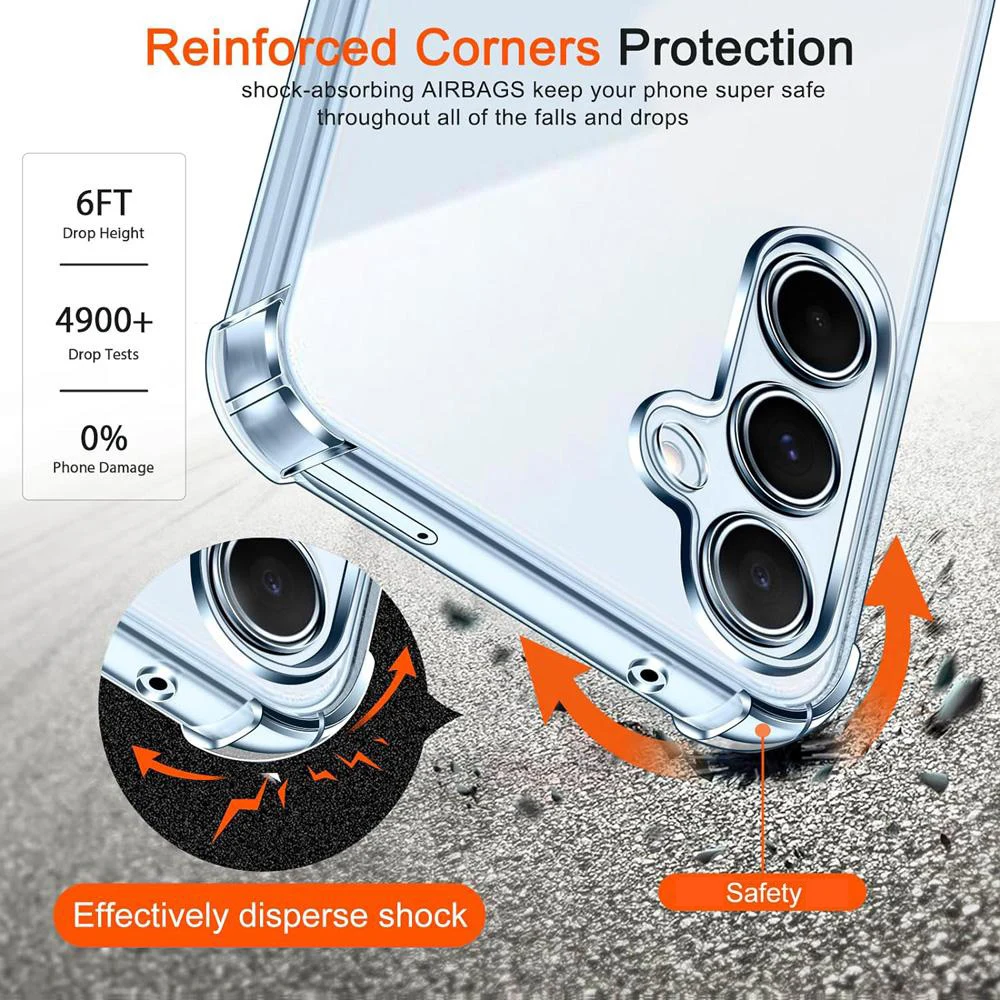 For Samsung Galaxy S24 S25 Ultra Plus FE Edge SupRShield Case Heavy Duty Soft Clear Transparent Cover