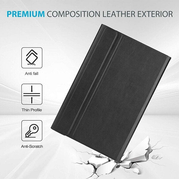 For Lenovo Tab P11 2nd gen TB350 11.5 inch Wireless Bluetooth Keyboard Case Folio Leather Smart Magnetically Detachable Cover (Black)