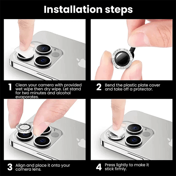 Metal Individual Ring Cover Tempered Glass Diamond Camera Lens Protector For Apple iPhone 13Pro13Pro Max