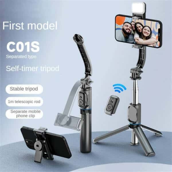 New Selfie Stick Tripod, Detachable Phone Bracket Monopod with Wireless Bluetooth Remote
