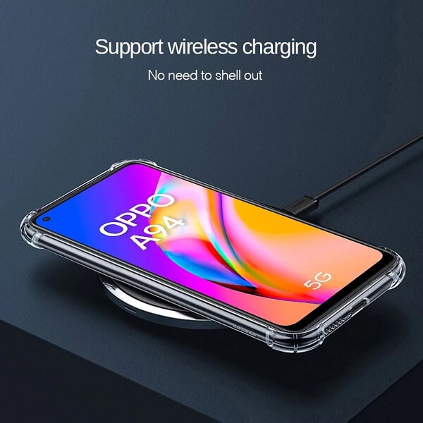 Oppo A94 Clear Case Shockproof Tough Gel Clear Transparent Air Cushion Cover