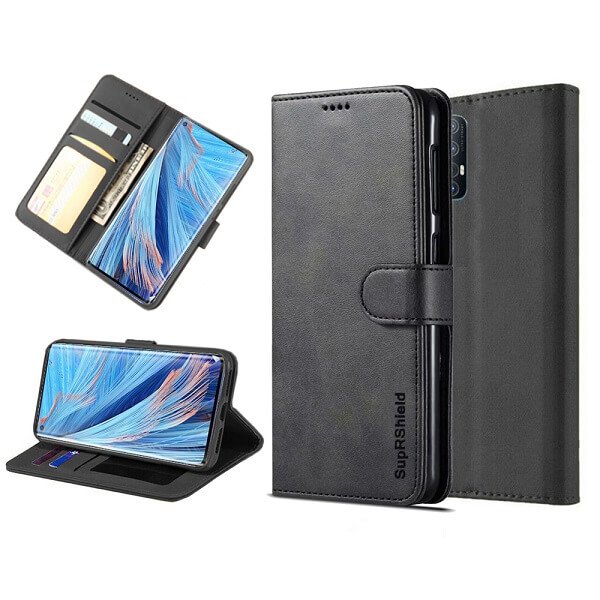 Oppo Find X2 Neo Wallet Case Flip Leather Card Slots Cover (Black)