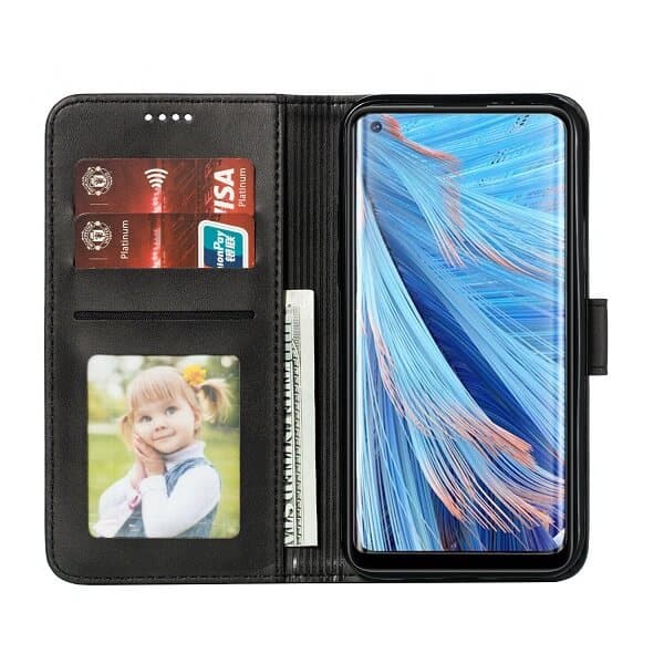 Oppo Find X2 Neo Wallet Case Flip Leather Card Slots Cover (Black)
