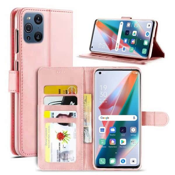 Oppo Find X3 Pro Wallet Case Flip Leather Card Slots Cover (Rose Gold)