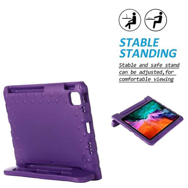 Apple iPad Pro 11 inch 2022/2021/2020/2018 Kids EVA Case, Kickstand Shockproof Heavy Duty Protective Stand Cover (Purple)