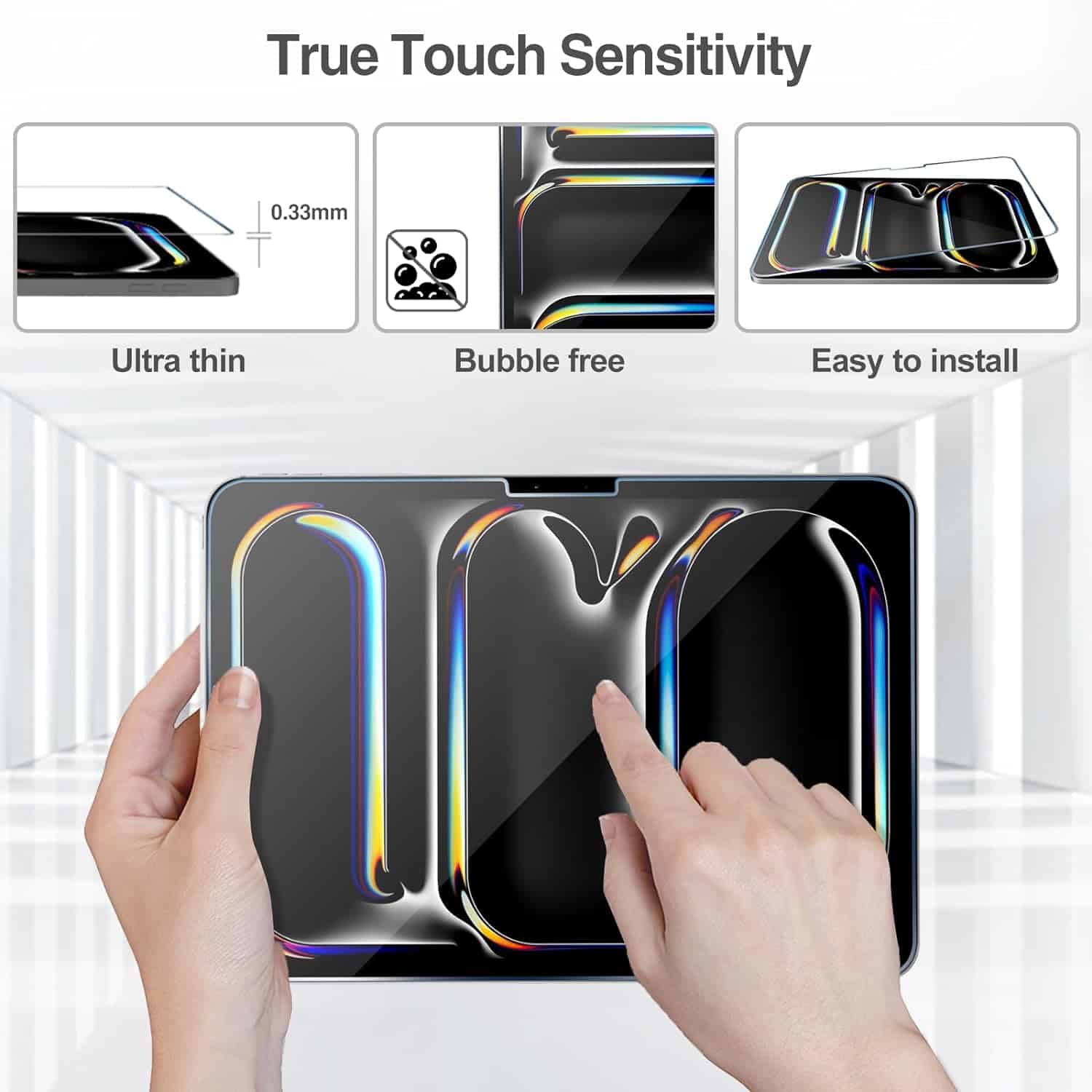 (2 Pack) For iPad Air 13 inch 2024 Pro 13 inch 2024 Tempered Glass Screen Protector