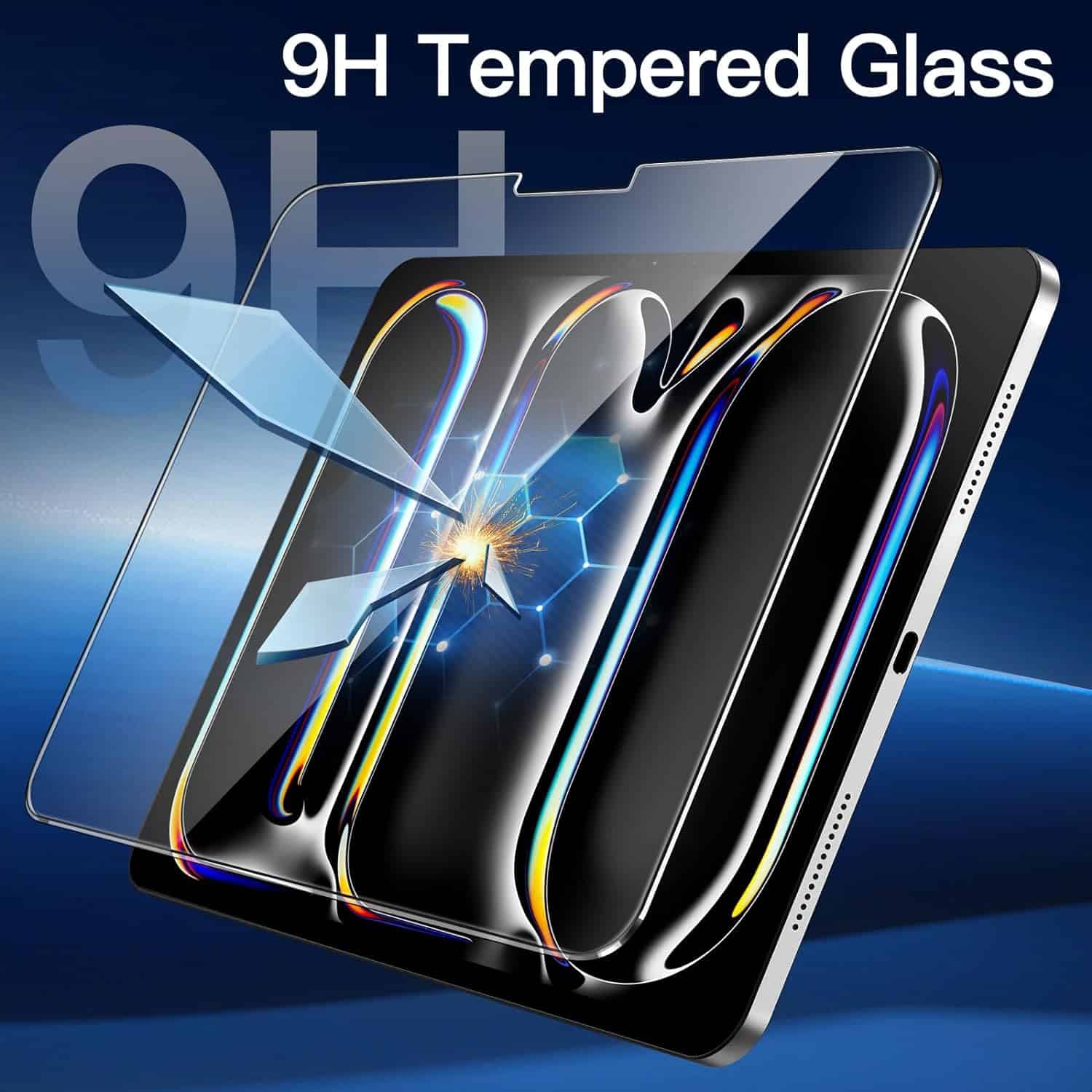 (2 Pack) For iPad Air 13 inch 2024 Pro 13 inch 2024 Tempered Glass Screen Protector