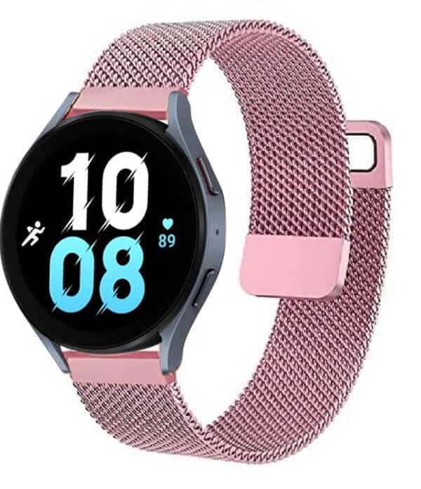 Samsung Galaxy Watch 5 40mm 44mm /Watch 5 Pro 45mm Replacement Wristband, Adjustable Stainless Steel Milanese Wrist Band Strap Loop For Women Men Unisex