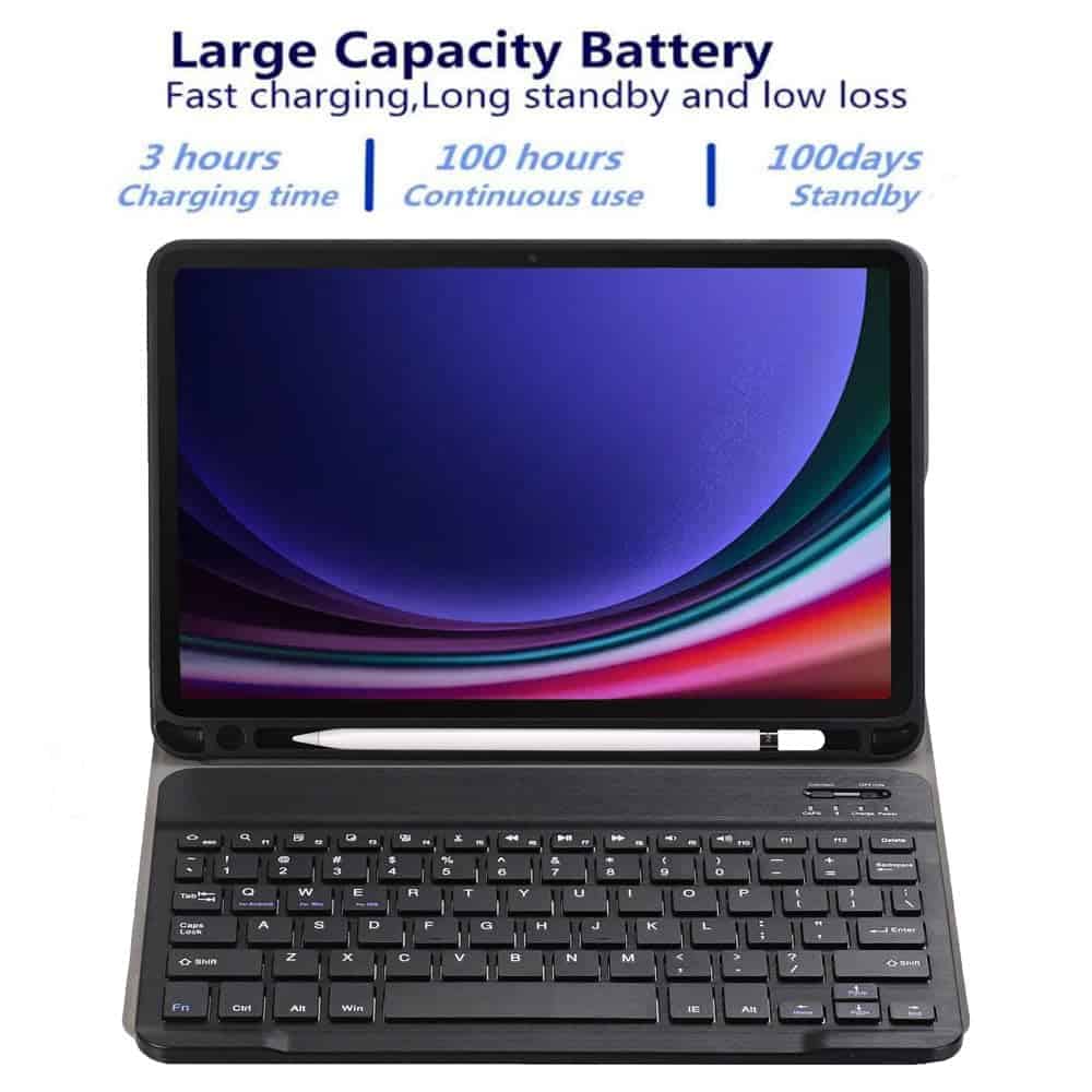 With Pencil Holder Samsung Galaxy Tab S9 Detachable Wireless Bluetooth Keyboard Case, Protective Leather Cover