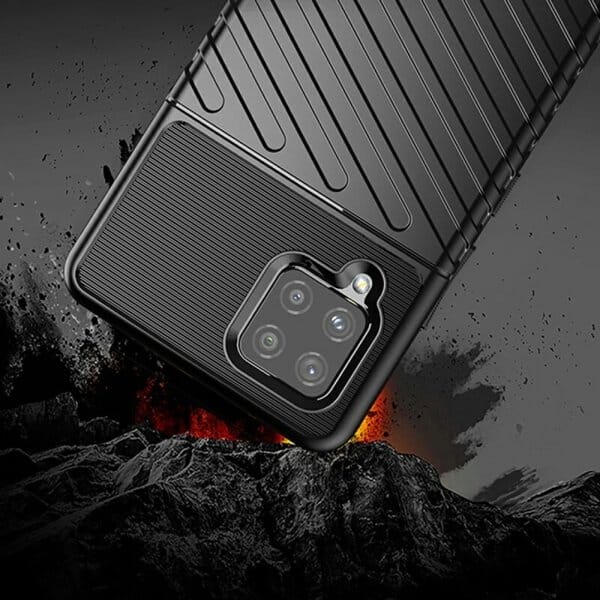 Samsung Galaxy A12 Case Shockproof Absorption Anti Scratch Heavy Duty Durable Drop Protection Phone Armor Back Cover (Black)
