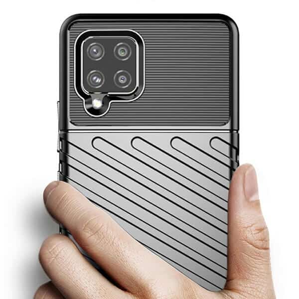 Samsung Galaxy A12 Case Shockproof Absorption Anti Scratch Heavy Duty Durable Drop Protection Phone Armor Back Cover (Black)