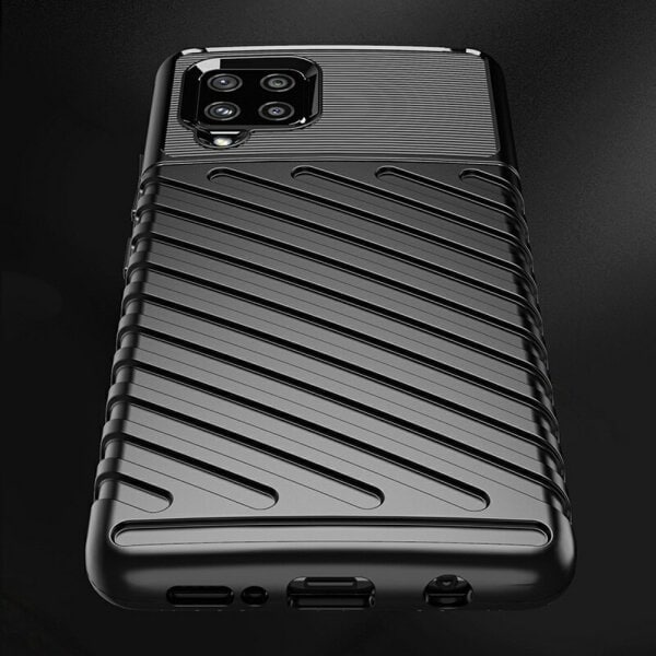 Samsung Galaxy A12 Case Shockproof Absorption Anti Scratch Heavy Duty Durable Drop Protection Phone Armor Back Cover (Black)