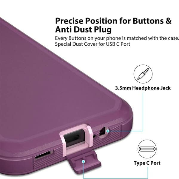 Samsung Galaxy A14 5G Case Drop Resistant Defender Tradies Heavy Duty Rugged Shockproof Tough Cover (Purple)