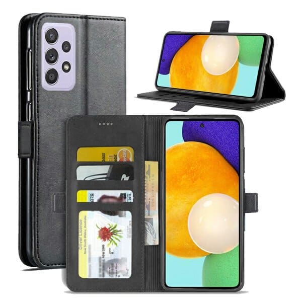Samsung Galaxy A52s 5G SupRShield Wallet Leather Card Holder Flip Protective Shockproof Magnetic Case Cover (Black)