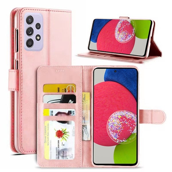 Samsung Galaxy A52s 5G SupRShield Wallet Leather Card Holder Flip Protective Shockproof Magnetic Case Cover (Rose Gold)