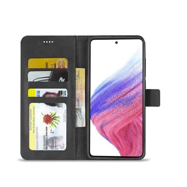 Samsung Galaxy A53 5G SupRShield Wallet Leather Card Holder Flip Protective Shockproof Magnetic Case Cover (Black)