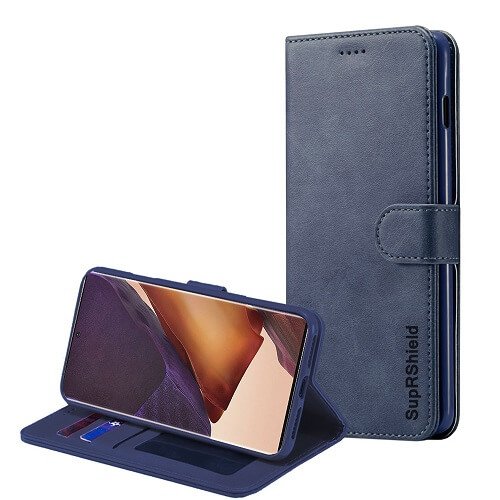 Samsung Galaxy Note 20 Ultra Wallet Case Flip Leather Card Slots Cover (Navy Blue)