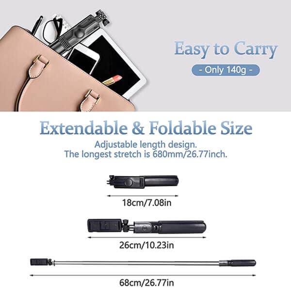 Selfie Stick Tripod Extendable Wireless Bluetooth Remote Portable Smartphone Tripod Stand Mount for IOS Android phone