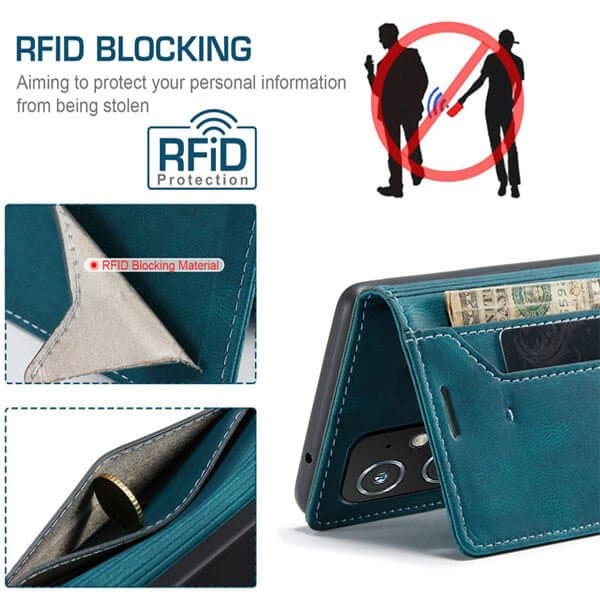 SupRShield For Asus Zenfone 8 5G Case RFID Blocking Retro Flip Premium Leather Card Holder Wallet Cover - (Cyan Blue)
