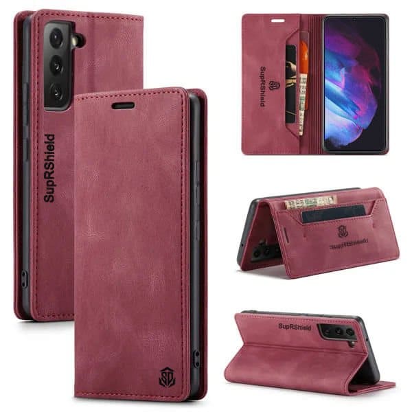 SupRShield For Samsung Galaxy S23 | S23+ /S23 Plus | S23 Ultra Case RFID Blocking Retro Flip Premium Leather Card Holder Wallet Cover