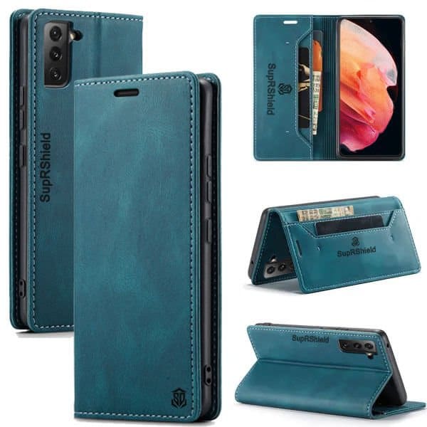 SupRShield For Samsung Galaxy S23 | S23+ /S23 Plus | S23 Ultra Case RFID Blocking Retro Flip Premium Leather Card Holder Wallet Cover