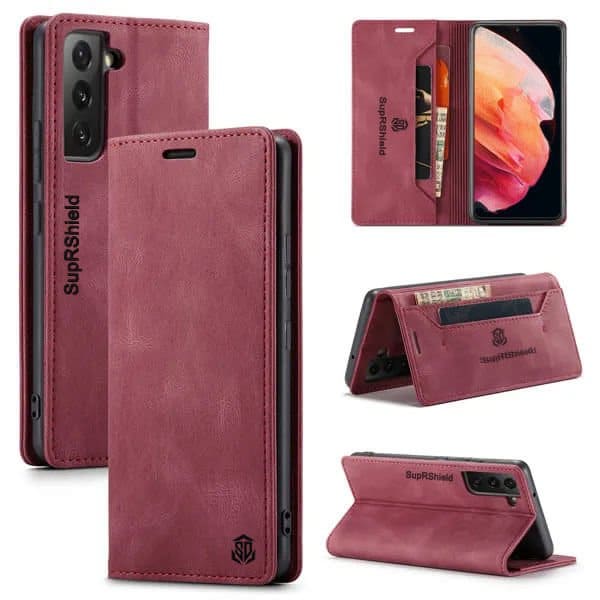 SupRShield For Samsung Galaxy S23 | S23+ /S23 Plus | S23 Ultra Case RFID Blocking Retro Flip Premium Leather Card Holder Wallet Cover