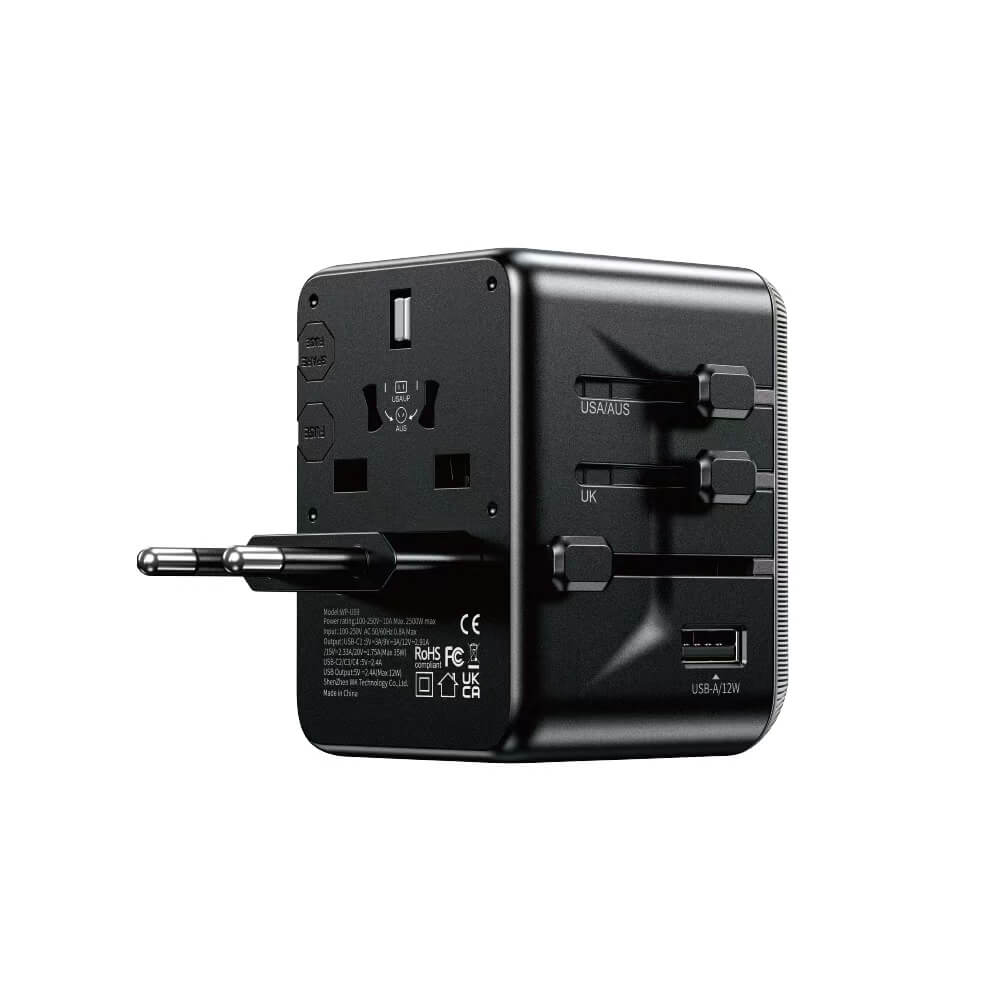 WEKOME WP-U69 35W GaN EUUKUSAUSJP USB A & 4 USB Type C Universal Conversion Fast Charging Charger Power Travel Adapter (Black)