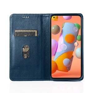 For Samsung Galaxy A11 Luxury Wallet Flip Case Leather Card Slots Cover (Navy Blue)