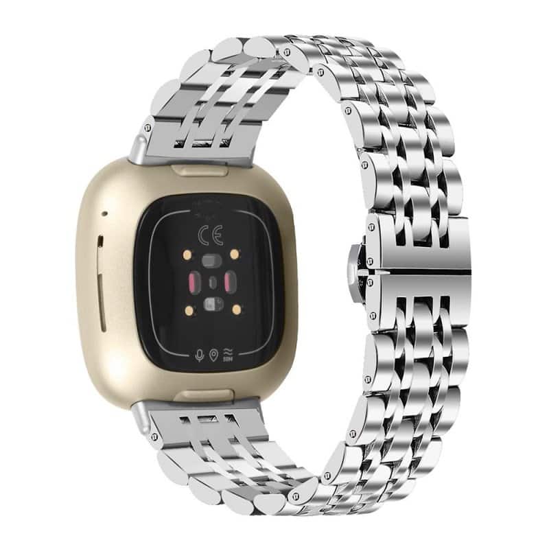 For Fitbit Versa 4 Versa 3 Sense 1 Sense 2 Smart Watch Replacement Wristband Stainless Steel Metal Replacement Strap Loop Bracelet For Women Men