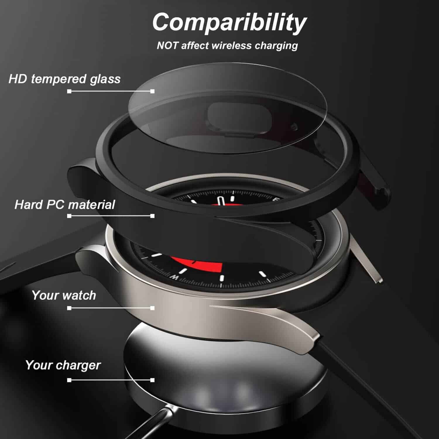 For Samsung Galaxy Watch 4 5 Pro 40 44 45MM Hard Case Built-In Screen Protector