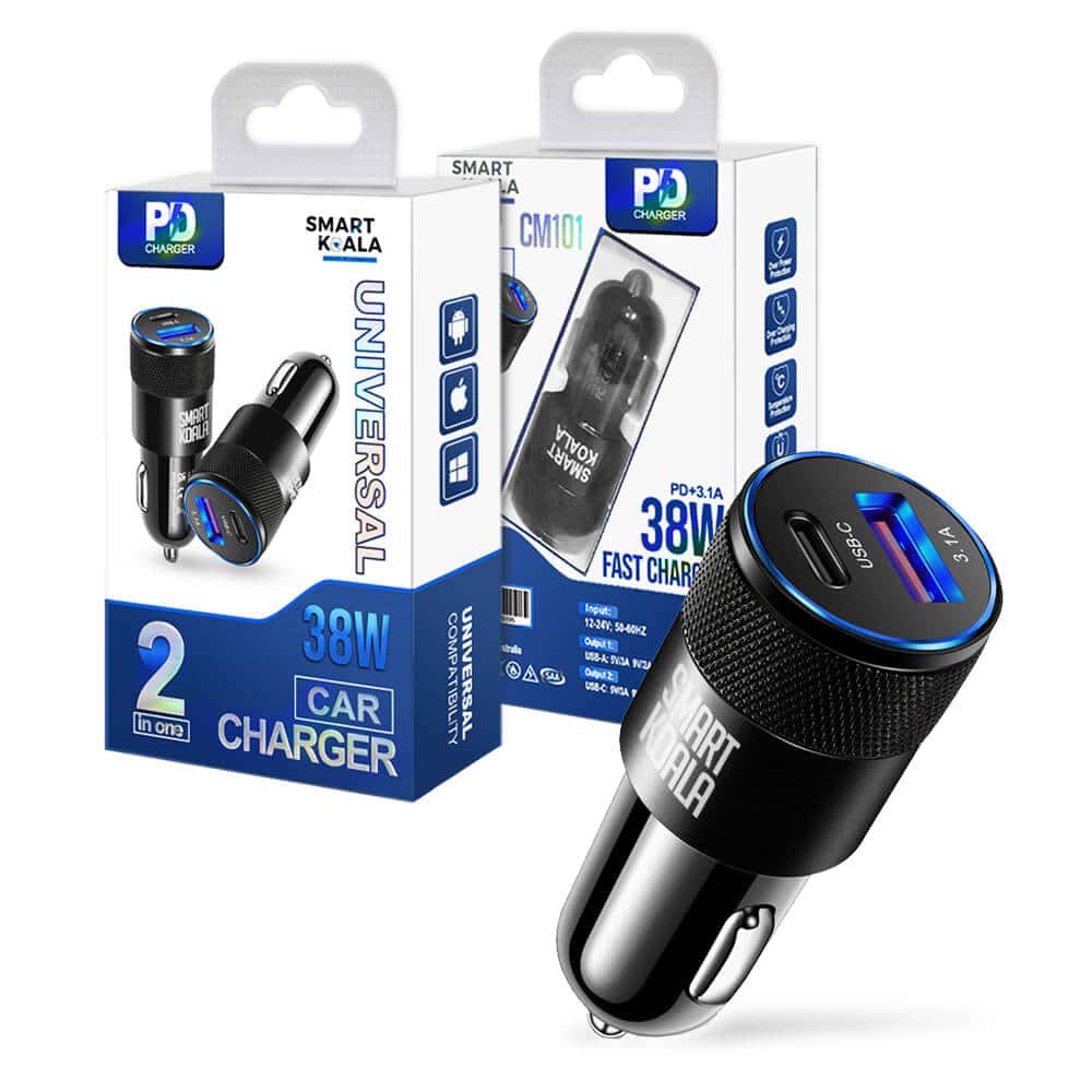 38W PD Fast Car Charger 2 Port SMART KOALA CM101
