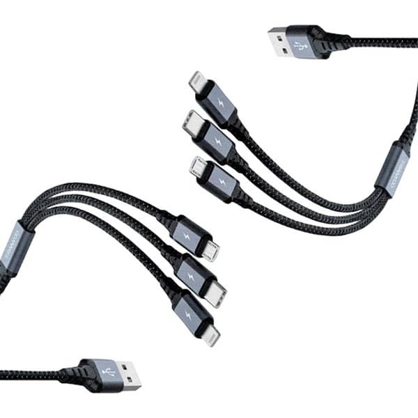 TRANYOO (T-XS6) 1.2M 3 in 1 Fast Charging Braided Multi Charger Cable