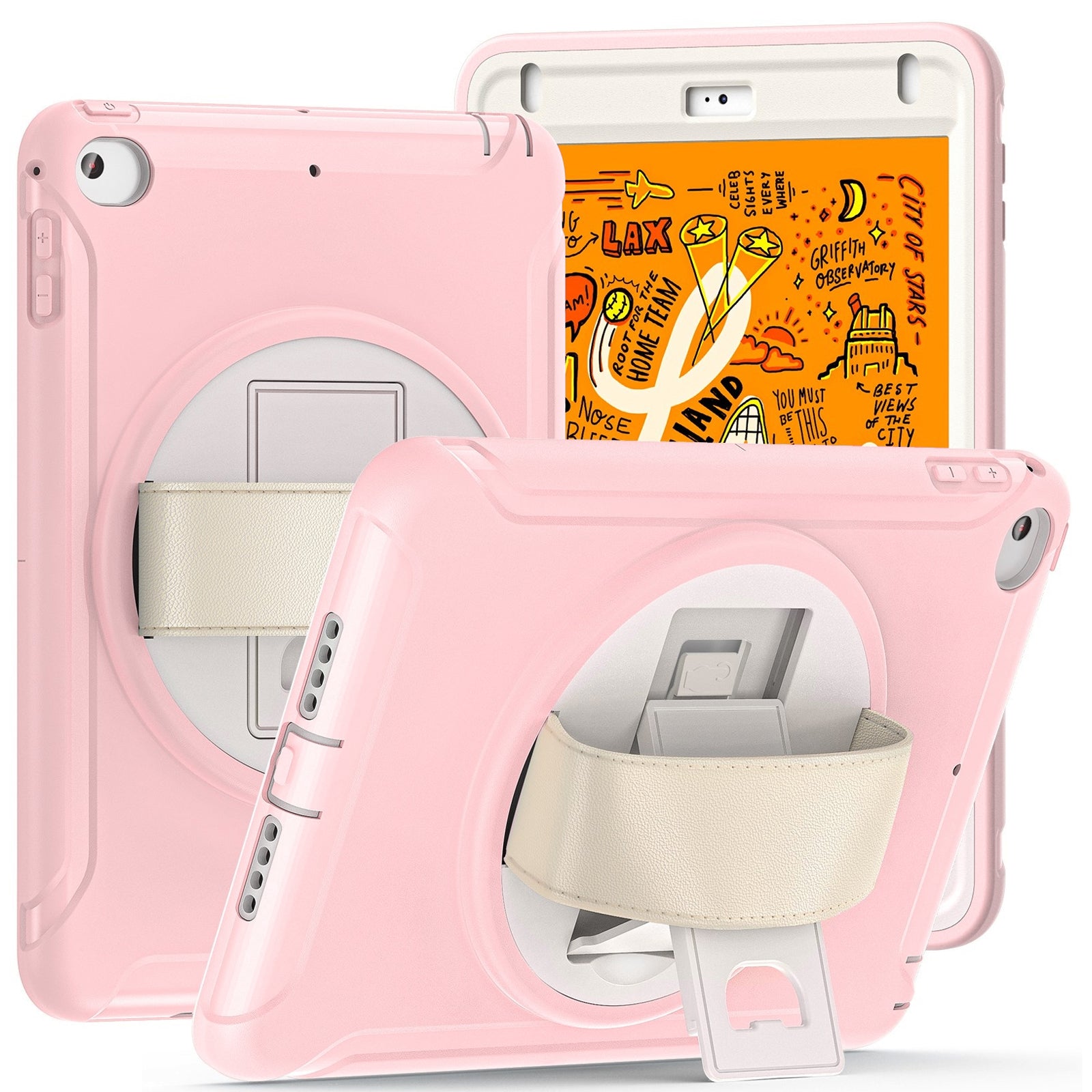 Samsung Galaxy TAB S10 FE/S9 /S9 FE /S8 /S7 Hand Strap Case, With S-Pen Holder Rotating Kickstand Case Shockproof  Cover