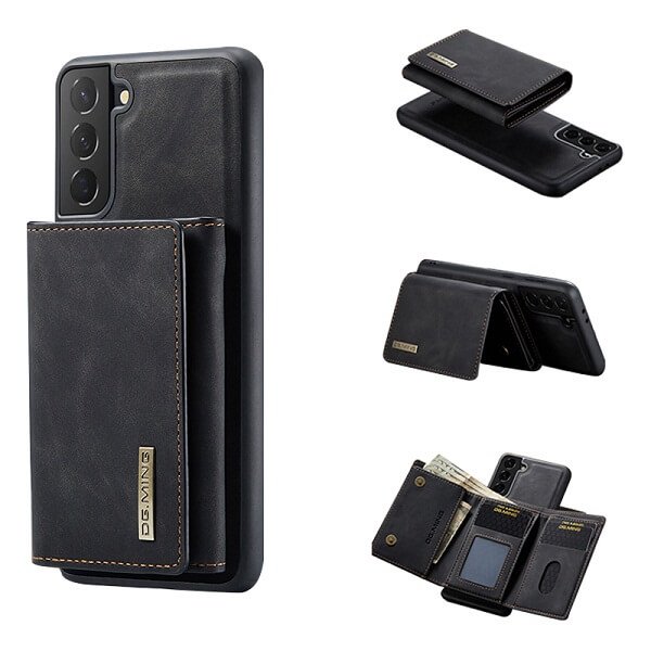 DG.MING For Samsung Galaxy S22 | S22+ /S22 Plus | S22 Ultra Premium Trifold Wallet Leather Case With 2-in-1 Magnetic Detachable Card Holder Pocket Cover