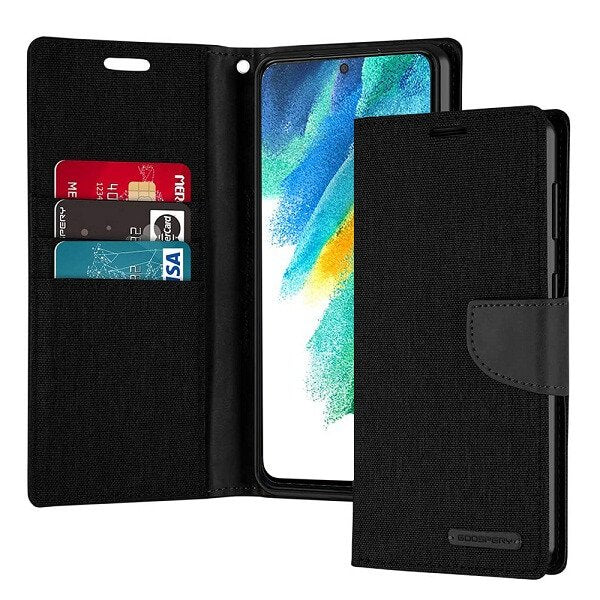 Goospery Canvas Samsung Galaxy S21 | S21 FE | S21+ /S21 Plus | S21 Ultra Wallet Leather Case Denim Stand Flip Fabric Pouch Credit Card Slots Cover