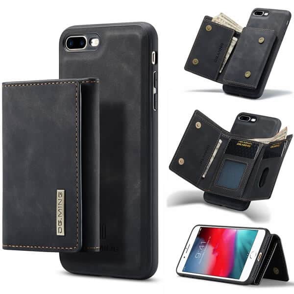 DG.MING For Apple iPhone SE /7/8 Plus Premium Trifold Wallet Leather Case With 2-in-1 Magnetic Detachable Card Holder Pocket Cover