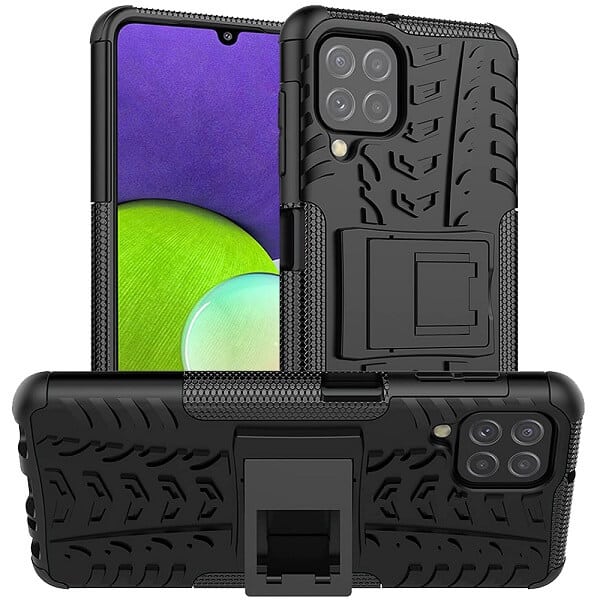 Samsung Galaxy A22 4G Black Heavy Duty Shockproof Case Cover