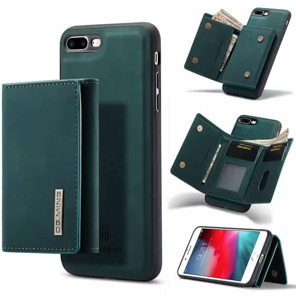 DG.MING For Apple iPhone SE /7/8 Plus Premium Trifold Wallet Leather Case With 2-in-1 Magnetic Detachable Card Holder Pocket Cover