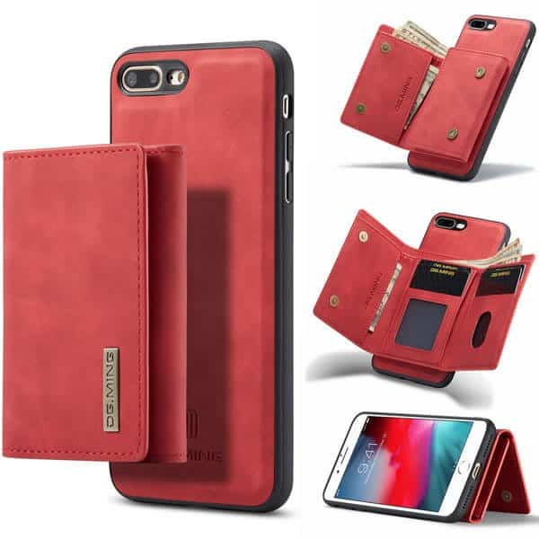 DG.MING For Apple iPhone SE /7/8 Plus Premium Trifold Wallet Leather Case With 2-in-1 Magnetic Detachable Card Holder Pocket Cover