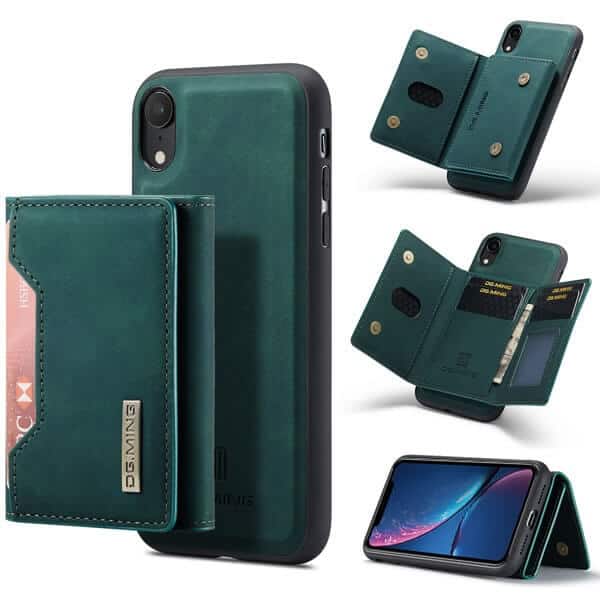 DG.MING Blue iPhone XR Magnetic Trifold Wallet Case