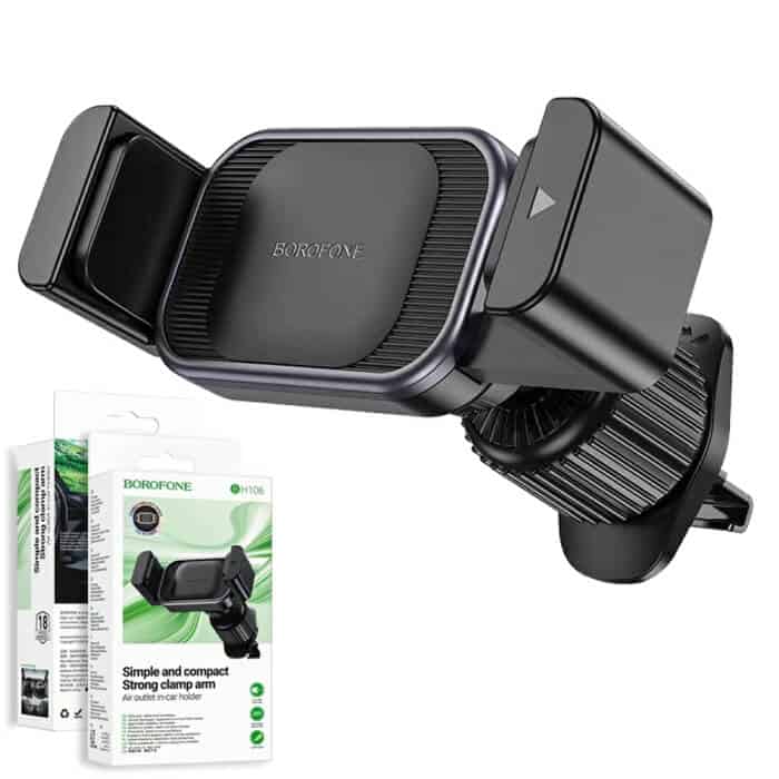 BOROFONE BH106 Ascend Pull Clip Air Vent Car Mount Mobile Phone Holder Air Outlet (Black)